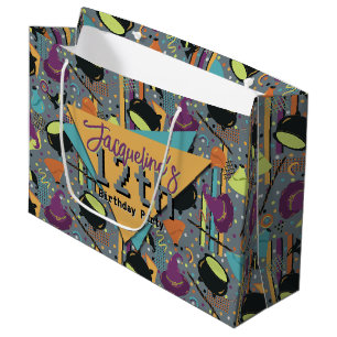 Kids Grey Retro Witchy Halloween Birthday Large Gift Bag