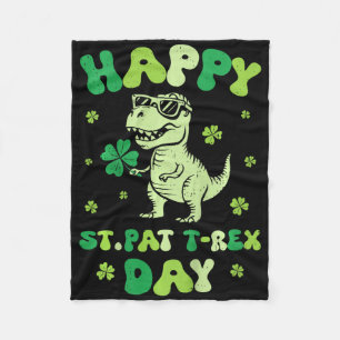 Kids Groovy Happy St Pat T Rex Day Dino Patricks D Fleece Blanket