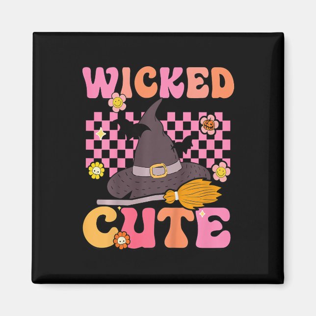 Kids Groovy Wicked Cute Witch Halloween Costume Ki Magnet (Front)