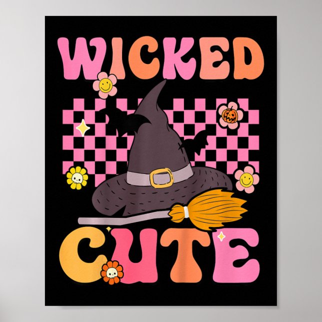 Kids Groovy Wicked Cute Witch Halloween Costume Ki Poster (Front)