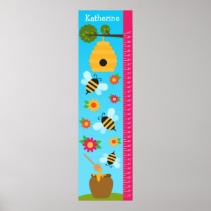 Kids Growth Chart - Bees and Flowers