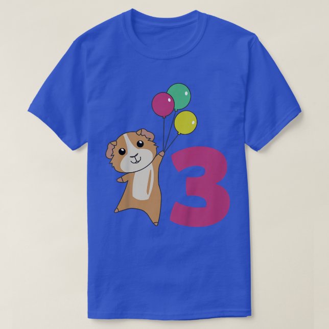 Kids Guinea Pig Third Birthday Balloons For Kids  T-Shirt (Design Front)