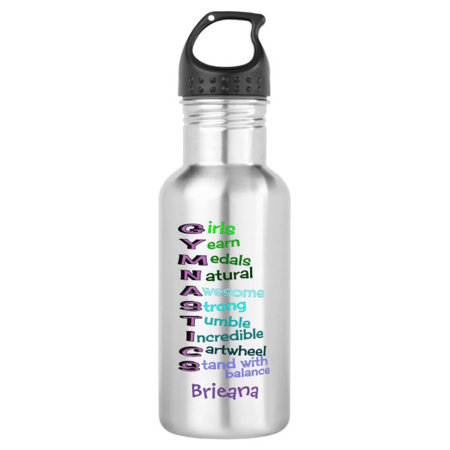 Kids Gymnastics Personalised 532 Ml Water Bottle (Front)