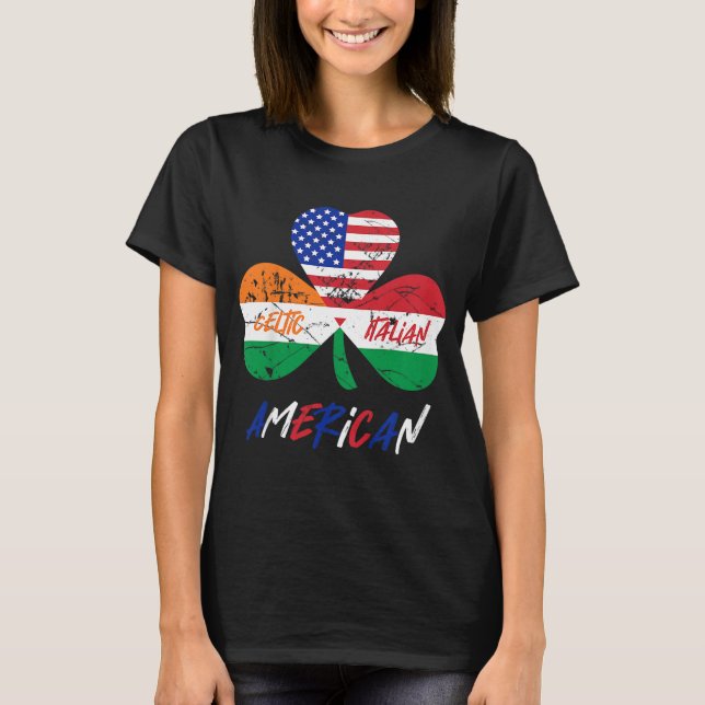 Kids Half Irish Half Italian American Flag Shamroc T-Shirt (Front)