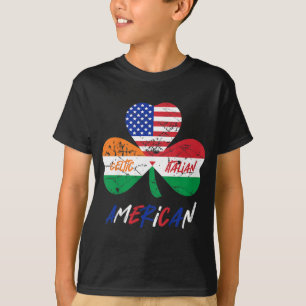 Kids Half Irish Half Italian American Flag Shamroc T-Shirt