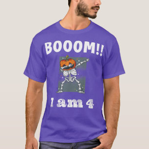 Kids Halloween 4th Birthday 4 Year Old Dabbing Ske T-Shirt