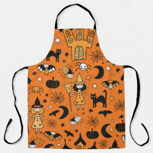 Kids Halloween background. Seamless vintage patter Apron