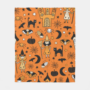 Kids Halloween background. Seamless vintage patter Fleece Blanket