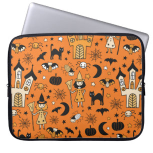 Kids Halloween background. Seamless vintage patter Laptop Sleeve
