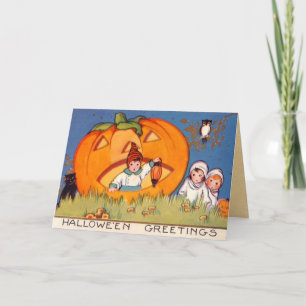 Kids Halloween, Big Pumpkin, Old Fashion, Hallows Card