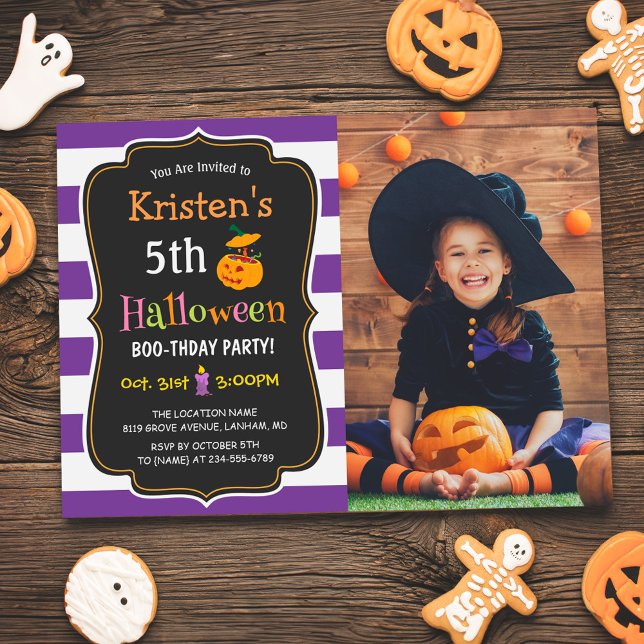 Kids Halloween Birthday Costume Party Photo Invitation (Perfect choice for kids who love dressing up and creating cherished memories on their birthday. )