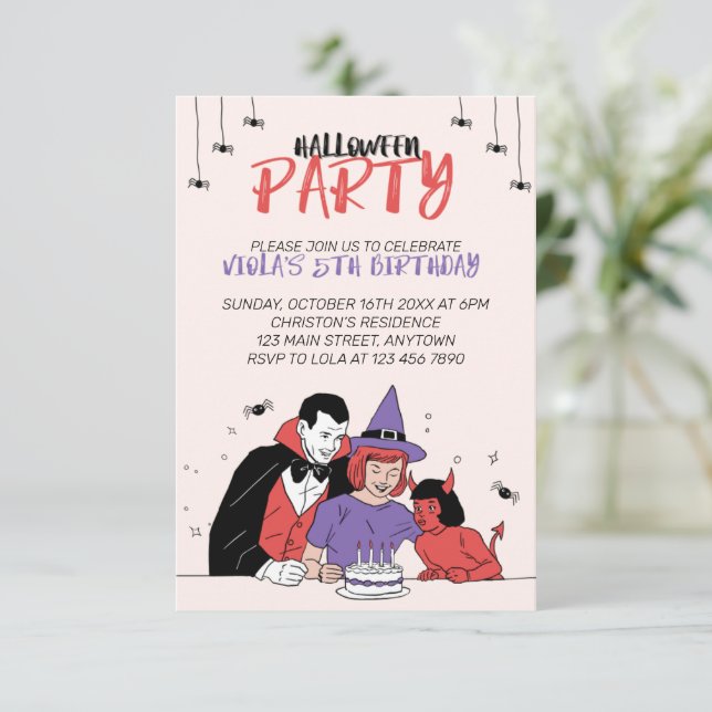 Kids Halloween Birthday Flat Card (Standing Front)