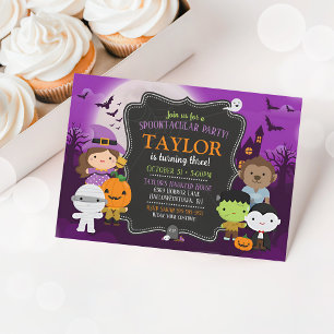 Kids Halloween Birthday Invitation, Costume Invitation
