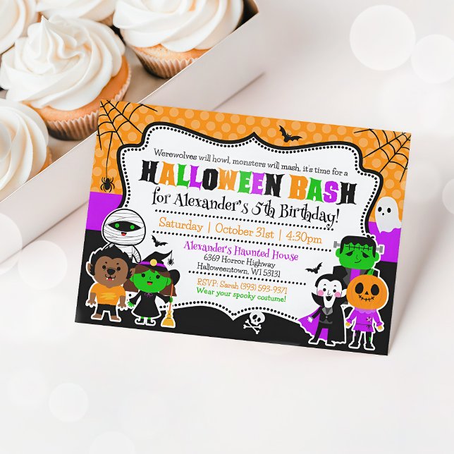 Kids Halloween birthday invitation Costume Party (Kids Halloween Birthday Invitation)