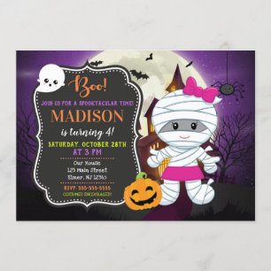 Kids Halloween Birthday Invitation / Mummy