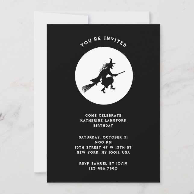 Kids' Halloween Birthday – Little Witch Invitation (Front)