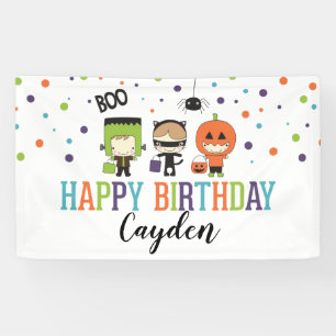 Kids Halloween Birthday Party Colourful Banner