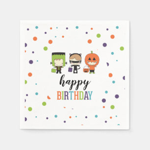 Kids Halloween Birthday Party Colourful Napkin