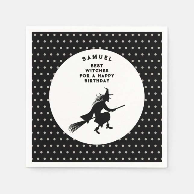 Kids' Halloween Birthday Witch Napkin (Front)