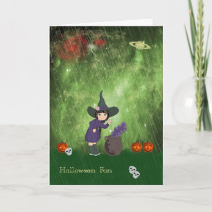 Kids Halloween Card with Witch and Brew