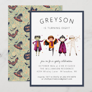 Kids Halloween Costume Birthday Party Invitation