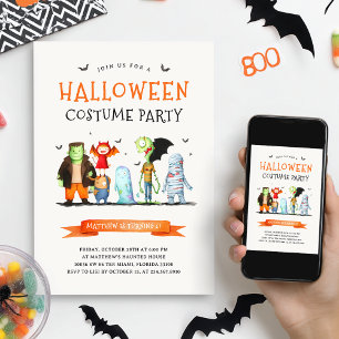 Kids Halloween Costume Birthday Party Invitation