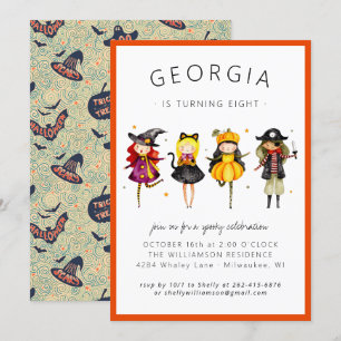 Kids Halloween Costume Birthday Party Invitation