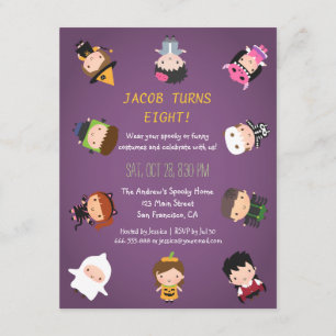 Kids Halloween Costume Birthday Party Invitations