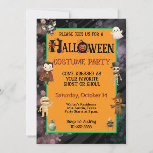 Kids Halloween Costume Party Cute Dress Up Boo Invitation