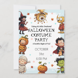 Kids Halloween Costume Party Cute Little Monster Invitation