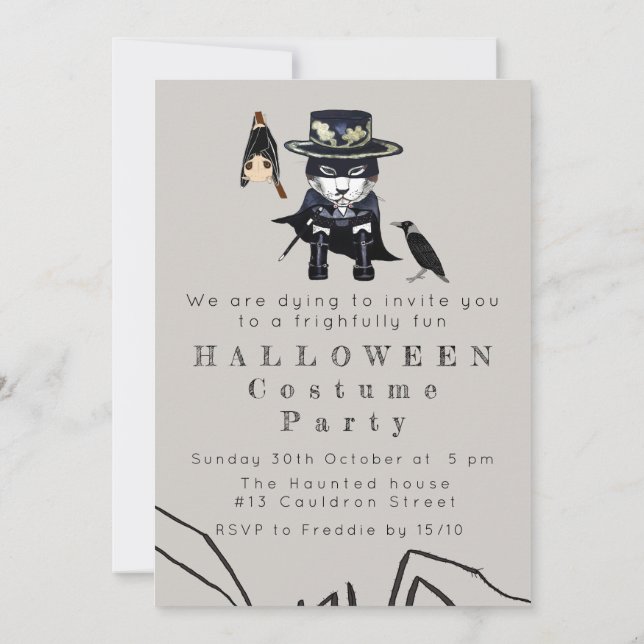 Kids Halloween costume party invitation (Back)