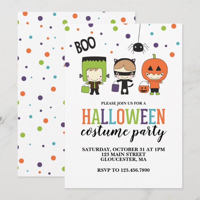 Kids Halloween Costume Party Invitation (Front/Back)
