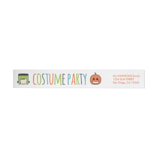 Kids Halloween Costume Party Invitation Wrap Around Label (Individual)
