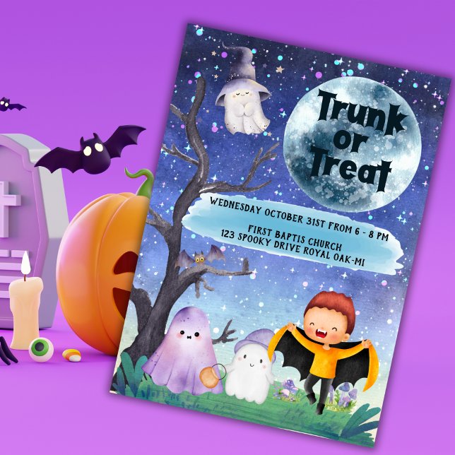 Kids Halloween Custom Party Cute Invitation (Kids Halloween Custom Party Cute Invitation)