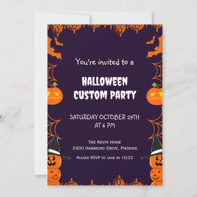 Kids Halloween Custom Party Invitation (Front)