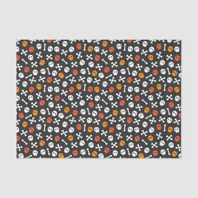 Kids Halloween Cute Skeleton Skull Bones Tissue Paper (Front)