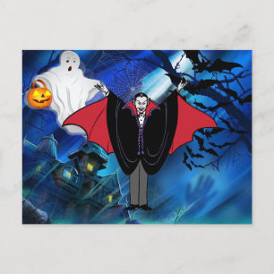 Kids Halloween Dracula Custom Message Holiday Postcard
