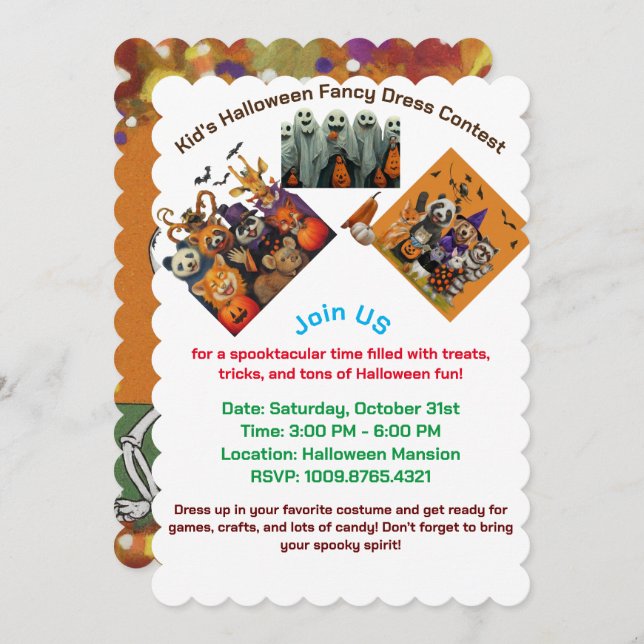 Kid's Halloween Fancy Dress Contest invitation (Front/Back)
