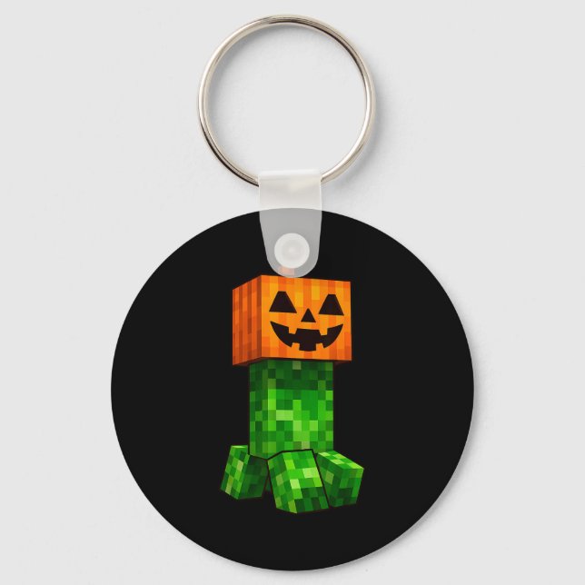 Kids Halloween Gamer Xel Jack O Lantern Pumpkin Bo Key Ring (Front)