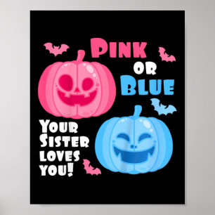 Kids Halloween Gender Reveal Your Sister Loves You Poster