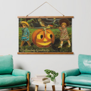 Kids Halloween Jack-o-Lantern Pumpkin Harvest Hanging Tapestry