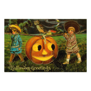 Kids Halloween Jack-o-Lantern Pumpkin Harvest Photo Print