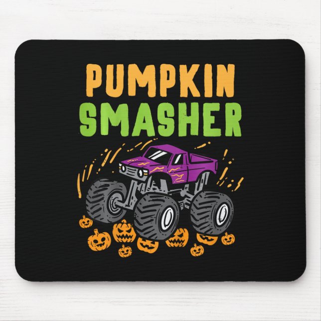 Kids Halloween Monster Truck Pumpkin Smasher Boys  Mouse Mat (Front)