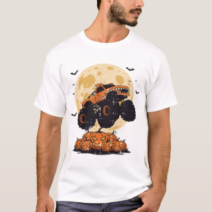 Kids Halloween Monster Truck Pumpkins Costume Boys T-Shirt