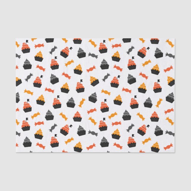 Kids Halloween Party Candy Cupcakes Tissue Paper (Front)