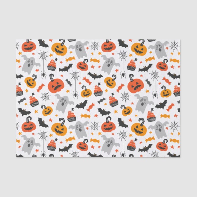 Kids Halloween Party Ghosts Spiders Candy Pumpkins Tissue Paper (Front)