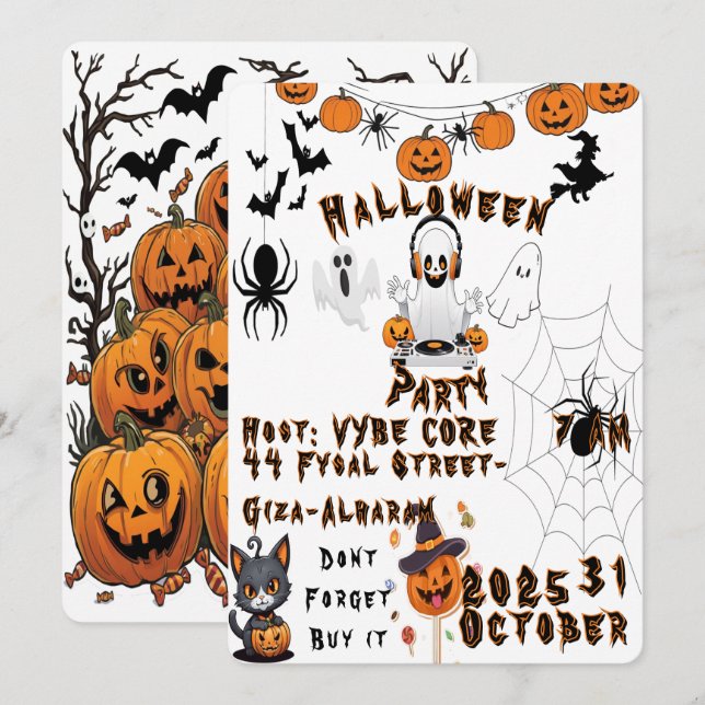 Kids Halloween Party Invitation (Front/Back)