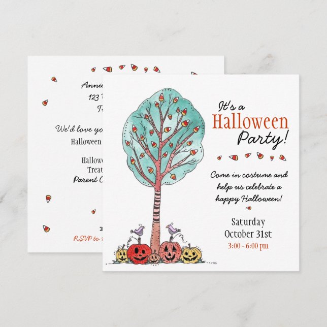 Kids Halloween Party Invitation (Front/Back)