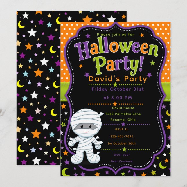 Kids Halloween Party Invitation (Front/Back)