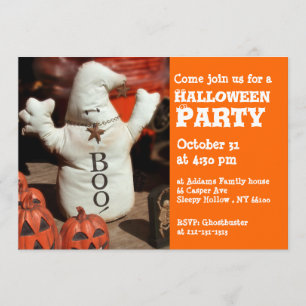 Kids Halloween Party Invitation Ghost Boo